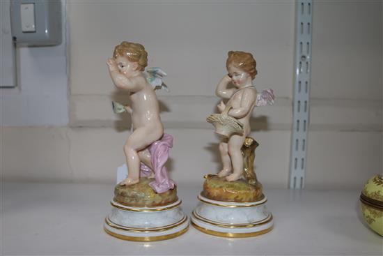 Two Meissen figures of Cupid, circa 1900, 20 cm and 21cm